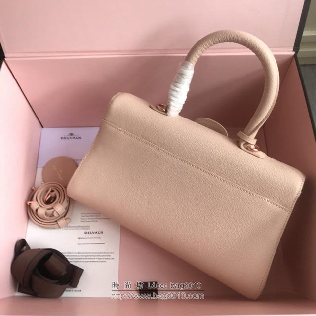 DELVAUX女包 2019春夏最新色 專櫃原廠皮 德爾沃女手提包 DS0028裸粉玫瑰金 中號 Delvaux單肩斜挎包  fcs1161